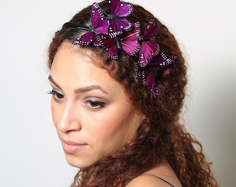 Dark Purple Butterfly Headband - woodland, fairy tale