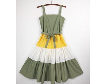 70s Sundress | Tiered Color Block