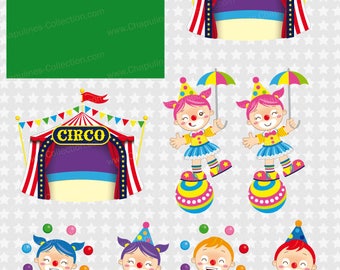 Circus clipart, clown, elephant, monkey, lion, balloons, circus tent, 60% off Set 134