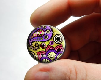 Glass Cabochon - Art Deco Floral Design 15 - for Jewelry and Pendant Making