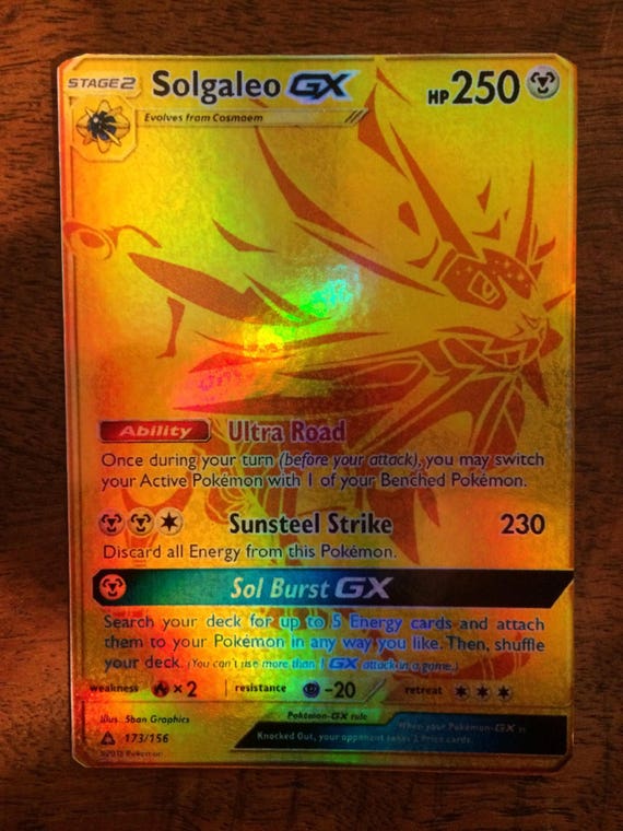 Solgaleo gx pokemon luxury card orica custom card gold rare