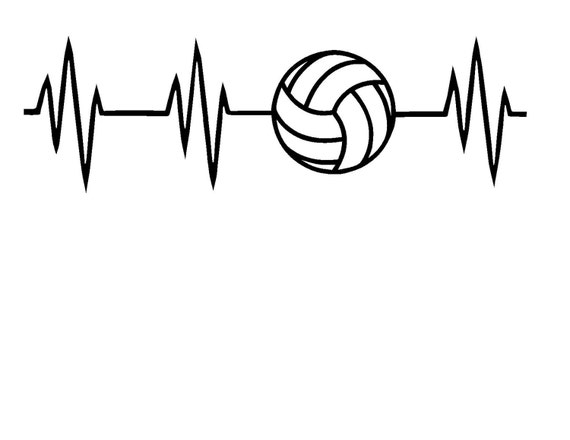 Download Volleyball Heartbeat SVG or Silhouette Instant Download