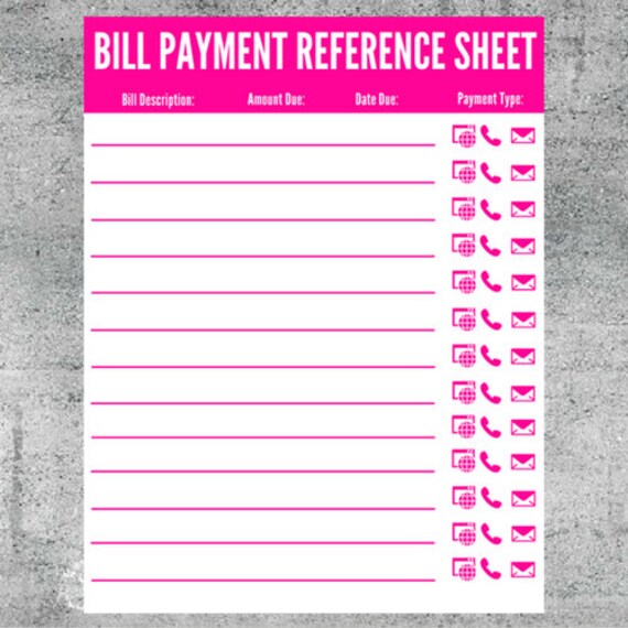 printable bill sheet