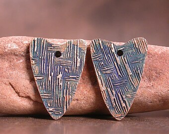 Bronze Dangle Earring Pair, Goldie Bronze with Rustic Patina, Metal Clay Charms, Divine Spark Designs, SRA