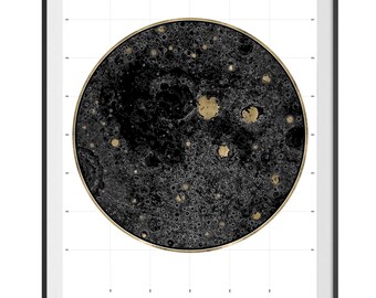 24 Carat Maps - Lunar Landscape 01 | Limited Edition Print | Contemporary Maps | Real 24 Carat Gold Leaf