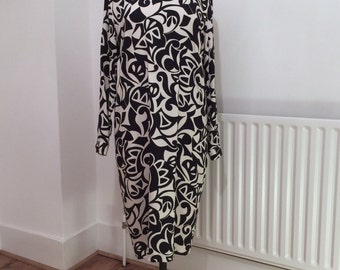 Vintage Liz Claiborne womens dress - navy and cream - long sleeve