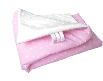 Blanket Pink/white cloud with white stars