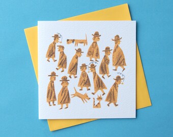 Excuse Me Please, Greeting Card, Mid century, Paper cut, New Job, Screen Print, Norwich, Toby Rampton