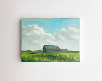 original oil painting, landscape painting, small painting, forest painting, 7x9.5 painting, oil on canvas, mini painting, little painting