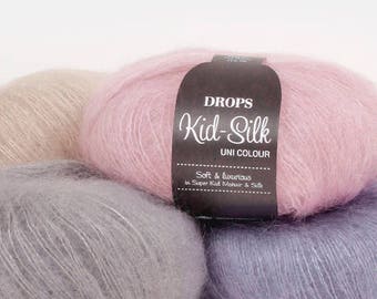 Mohair yarn, Kid mohair, DROPS Kid-Silk, Lace yarn, Mohair silk yarn, Knitting yarn, Yarn for knitting, Wool yarn, Super kid mohair,