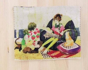 Patchwork characters fabric coupon