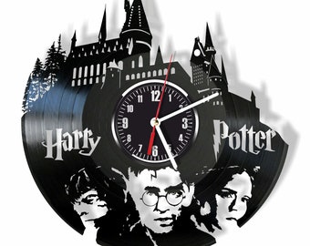 Harry Potter silent wall clock made from real vintage vinyl record GIFT for your friends and relatives for any occasion home decor