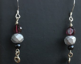 Czech glass & Garnet Earrings
