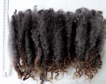20g (65,00 Euro/100g) 0.7oz long wensleydale locks, curls, felting wool, grey brown curls, grey locks, wool hair, dolls hair, 100% wool