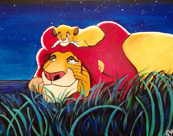 Download The Lion King Father and Son Painting on Canvas