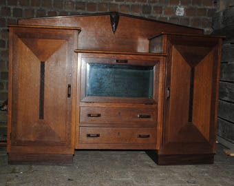 Amsterdamse school Vintage Wooden Buffet Cabinet