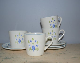 Stetson Marcrest Swiss Chalet Alpine Cup and Saucer Set of 4