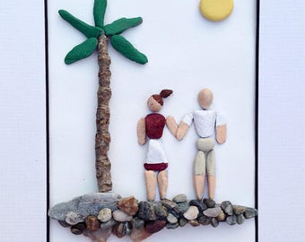 Tropical Paradise Pebble Art in Shadowbox