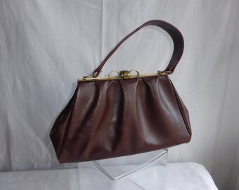 HANDBAG Vintage Leather Brown-Burgundy-years - 50