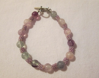 Fluorite and Delica Beaded Bracelet