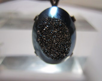 Colbalt Blue Druzy SS Pendant