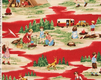 American Jane Happy Campers scenic red moda fabrics FQ or more