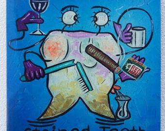 Stained Tooth! Funny souvenir tile