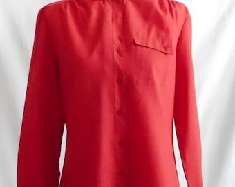 Vintage 1980s Jasara Red Long Sleeve Blouse, Vintage Jasara Blouse, 1980s Jasara Blouse, Vintage Red Blouse, 1980s Red Blouse