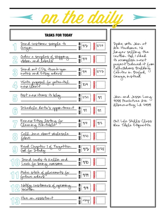 business printable to do list
