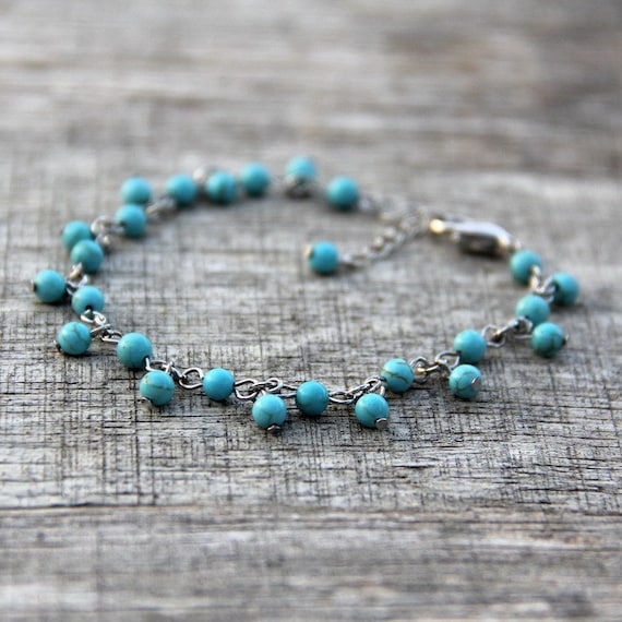 Turquoise charm bracelet Bridesmaids gifts Free US Shipping