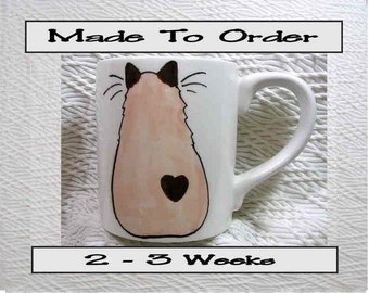 Himalayan Siamese Cat Mug Original Handmade To Order With Paws On Back by GMS