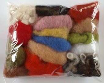 75g / 2.63 oz Bag Of Italian Carded / Batting Wool - Mixed 15 Colours – Needle Felt
