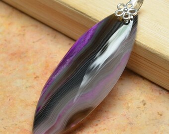 Purple Agate 925 Sterling Silver pendant ( #J936)