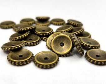 20 Bronze Metal Beads 11MM bronze tone spacers (H8198)
