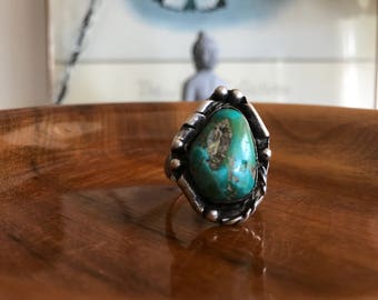 Vintage Men's Sterling Silver Turquoise Native American Ring