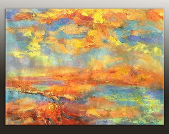 Abstract Oil Painting, Original Abstract Art, Contemporary Art, Living Room Wall Decor, Abstract Canvas Painting, Large Landscape Painting