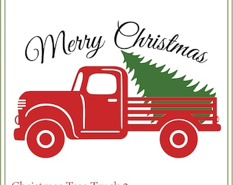 Christmas Tree Truck SVG, Red truck svg, Rustic, Country, Farm Christmas, download for signs, printables, cards, iron on, glass blocks, svg