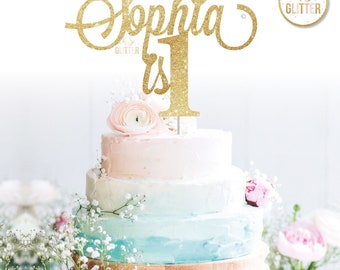 Customised cake topper, Birthday, Gold cake topper, glitter cake topper, custom, personalised cake smash first 1st 1 one any name
