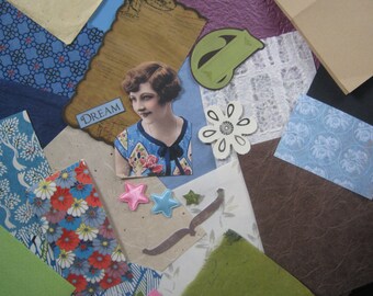 Card making scrap pack Vintage picture papers envelope string ephemera 25 pcs