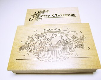 RUBBER STAMPS Merry Christmas Peace Rubber Stamp Card Making Scrapbooking Rubber Stamp Supplies Word Quote