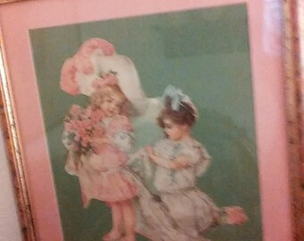 Maud Humphrey diecut, "Bridesmaids," framed
