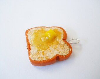 Polymer clay buttered toast charm/bracelet/earrings/keychain