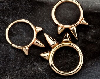 14K Gold Beautiful Triple Spike Seamless Ring