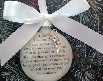 Feather from an Angel Memorial Christmas Ornament Sympathy Gift Bereavement Keepsake Loss of Mother Father in Heaven Death of Loved One Gift