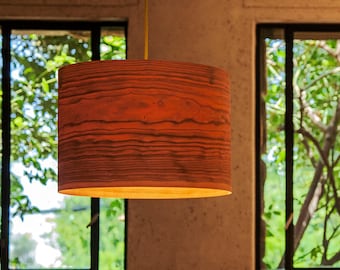 Drum Shade Pendant light, Pendant lamp, hanging lamp, hanging light, ceiling lamp, ceiling light, Cherry veneer lampshade,"Cylinder"