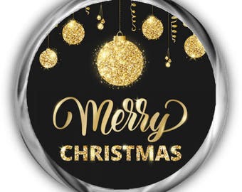 Gold Christmas Kisses Stickers | Personalized Christmas Stickers | Envelope Seals