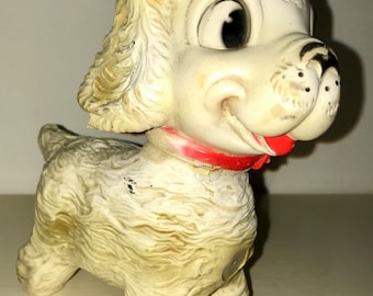 vintage 1958 The Edward Mobley CO. Rubber baby squeaky toy puppy