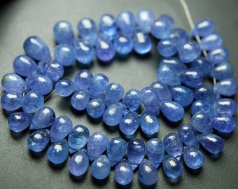 7 Inch Strand,Super Finest,Super Rare,Natural TANZANITE Smooth Drops,5.5-8.5mm size,