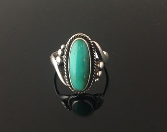 Vintage Bell Trading Post Sterling Silver & Turquoise Oblong Dots Southwestern Ring size 6.5