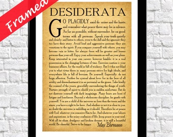 Framed Desiderata Poem Desiderata Poster Framed Graduation Poem Inspirational Poetry Literary Print Gift for Student Art Print